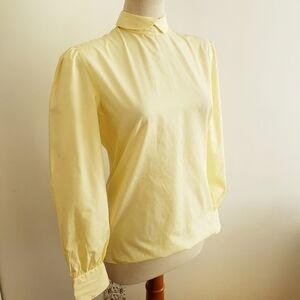 Vintage Allen Solly Dress Shirt / Pastel Yellow / Size 6